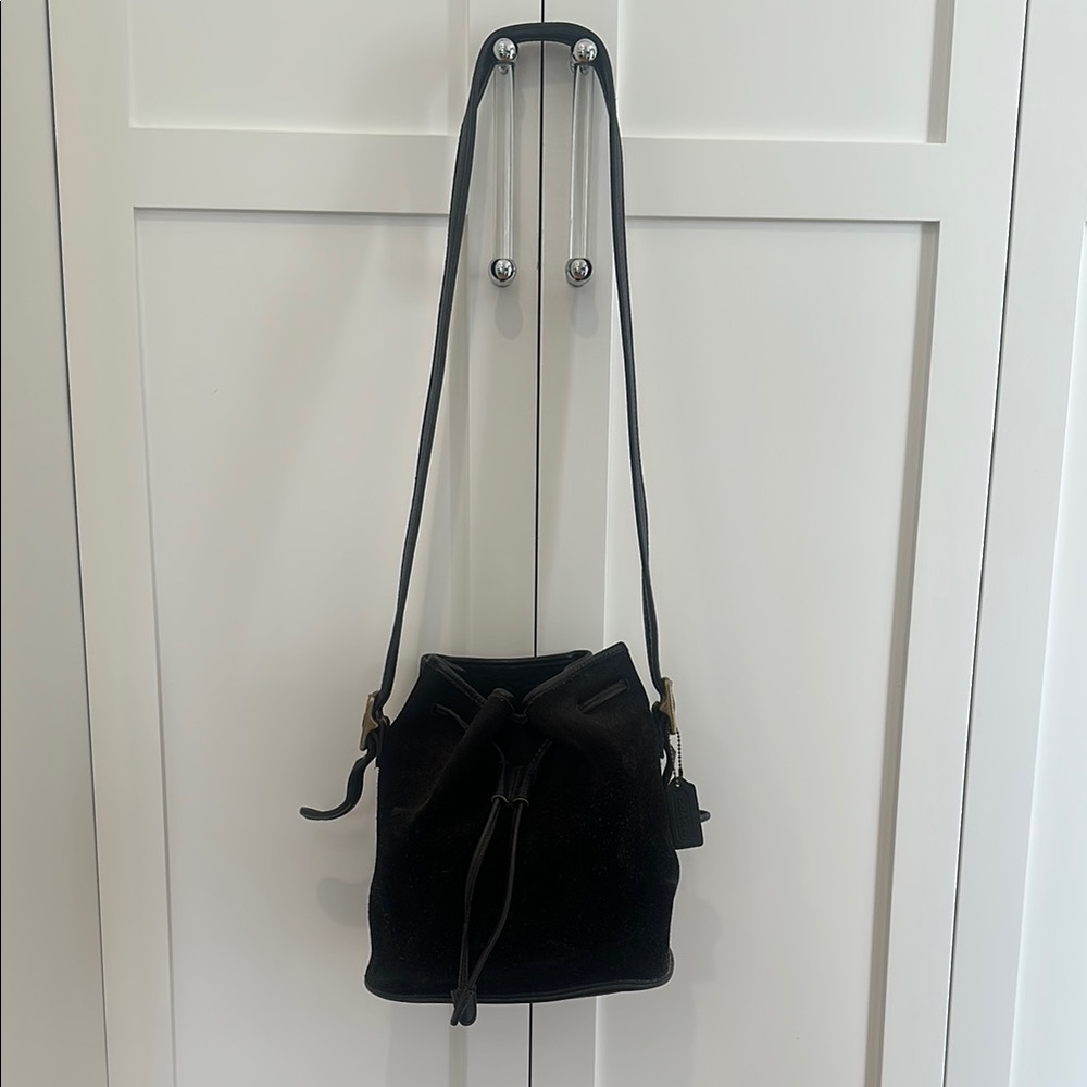 Vintage 1996 Coach Black Suede Berkeley Bucket Bag
